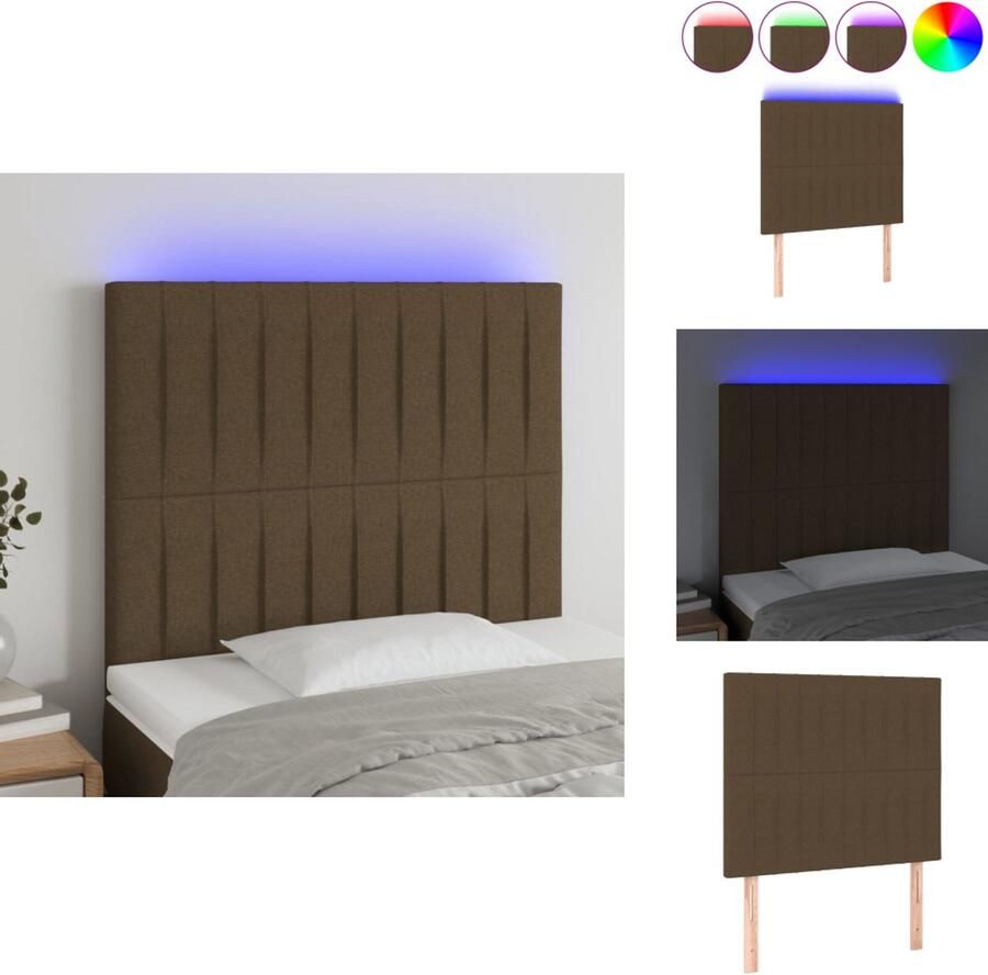VidaXL Hoofdbord LED 90x5x118 128 cm stof donkerbruin