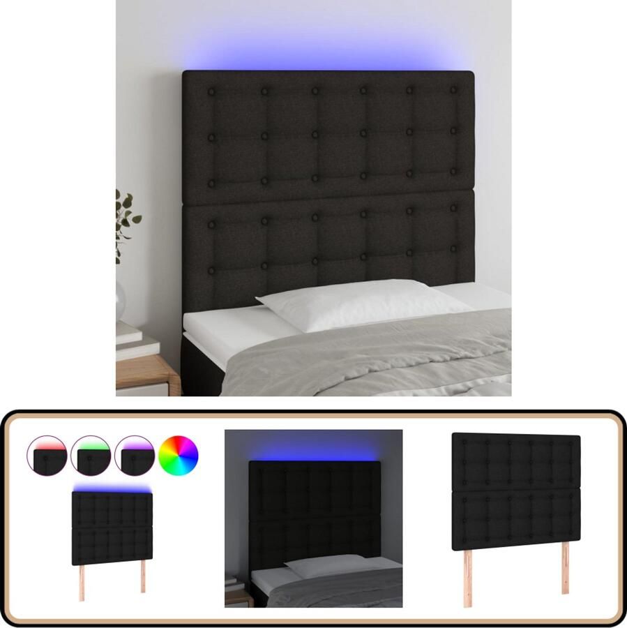 VidaXL Hoofdbord LED 90x5x118 128 cm Stof Zwart Hoofdboard Led Headboard Hoofdkussen Slaap Accessoires Bedroom Decor Licht In De Slaapkamer