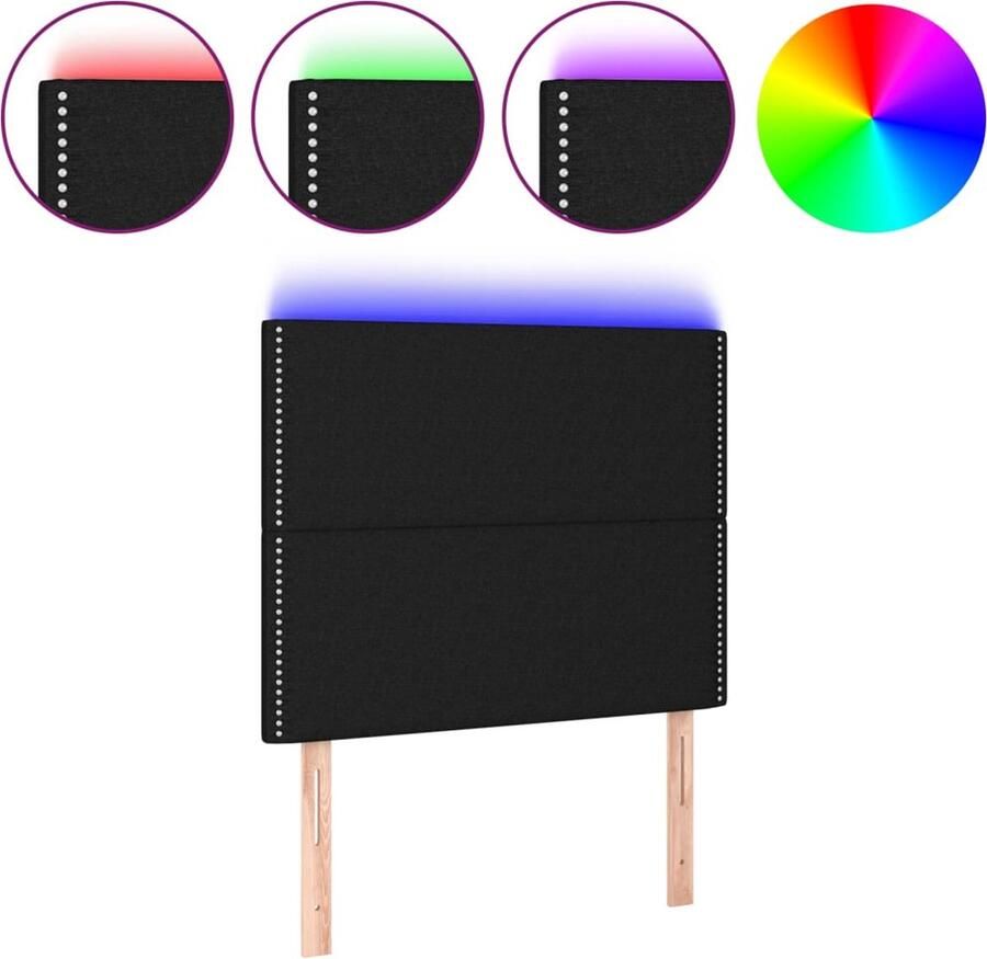 VidaXL Hoofdbord LED 80x5x118 128 cm stof zwart