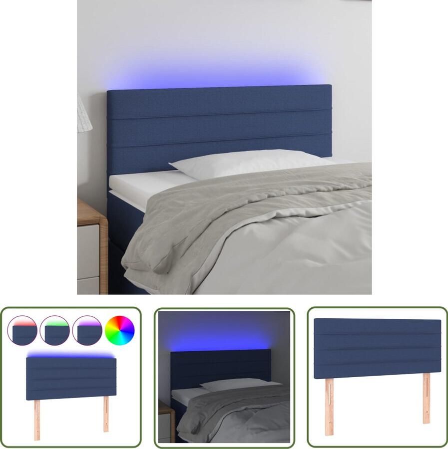 VidaXL Hoofdbord LED 90x5x78 88 cm Blauw Stof Hoofdboard Led Headboard Blauwe Hoofdstoel Bedside Lighting Slaapkamers Decoratie