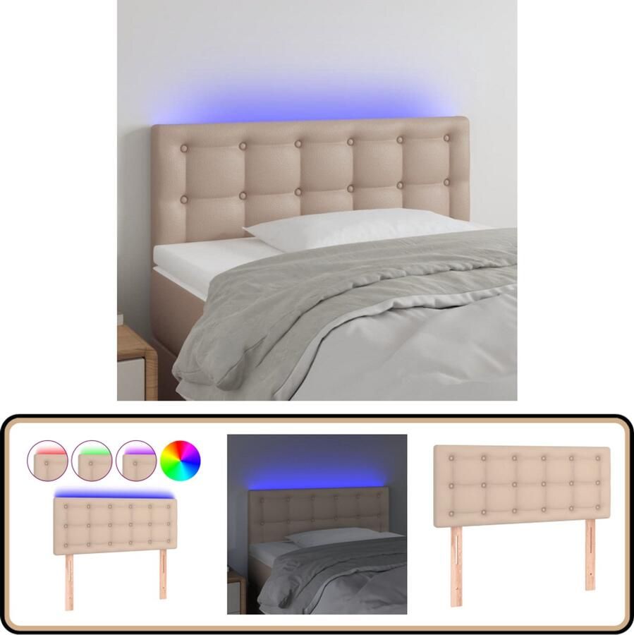 VidaXL Hoofdbord LED 90x5x78 88 cm Cappuccinokleurig Hoofddekens Led Headboard Kapstokken Bedside Lamp Bedroom Decor