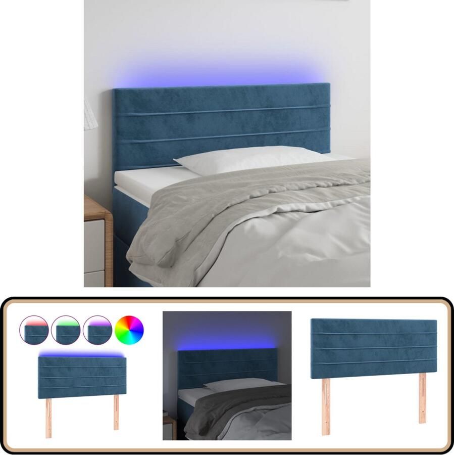 VidaXL Hoofdbord LED 90x5x78 88 cm Fluweel Donkerblauw Hoofddekens Led Lamp Hoofdborden Beddengoed Slaap Accessoires
