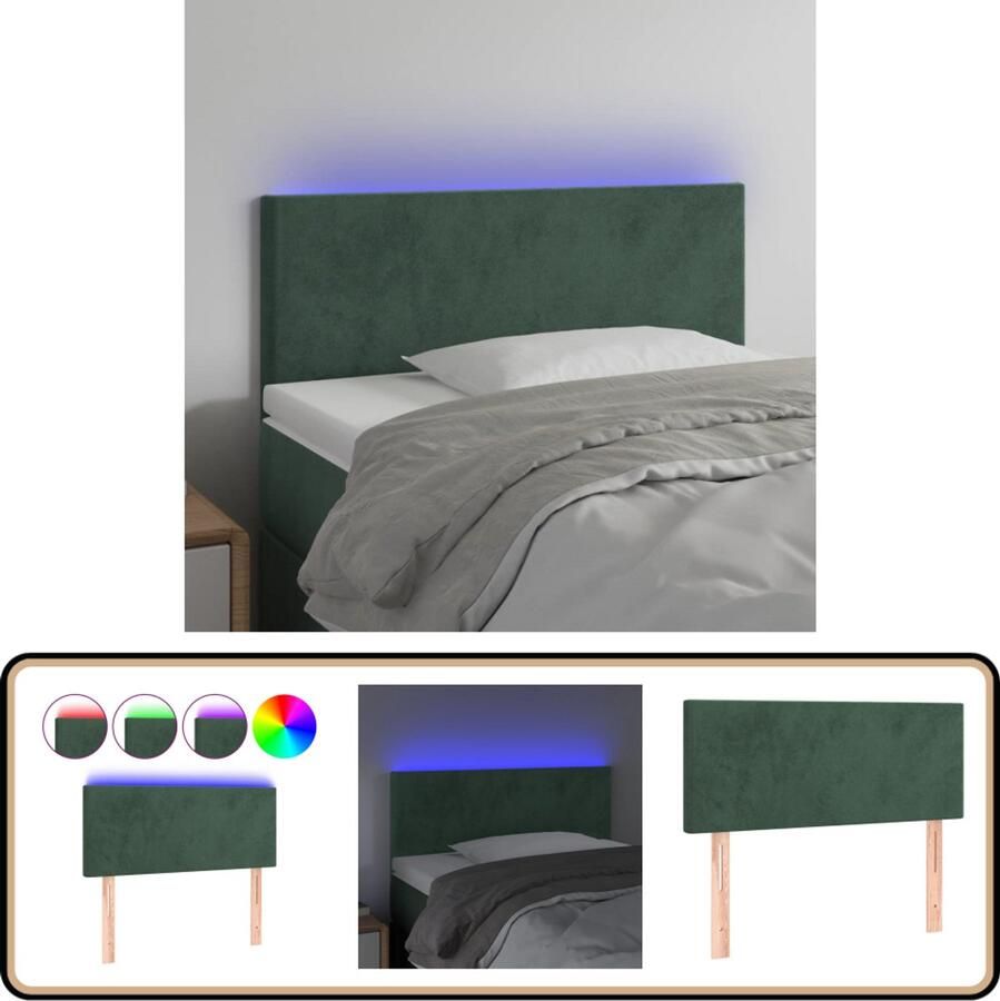 VidaXL Hoofdbord LED 90x5x78 88 cm Fluweel Donkergroen Hoofdboard Led Hoofdbord Velvet Hoofdbord Comfortabele Hoofdbord Leeshoek