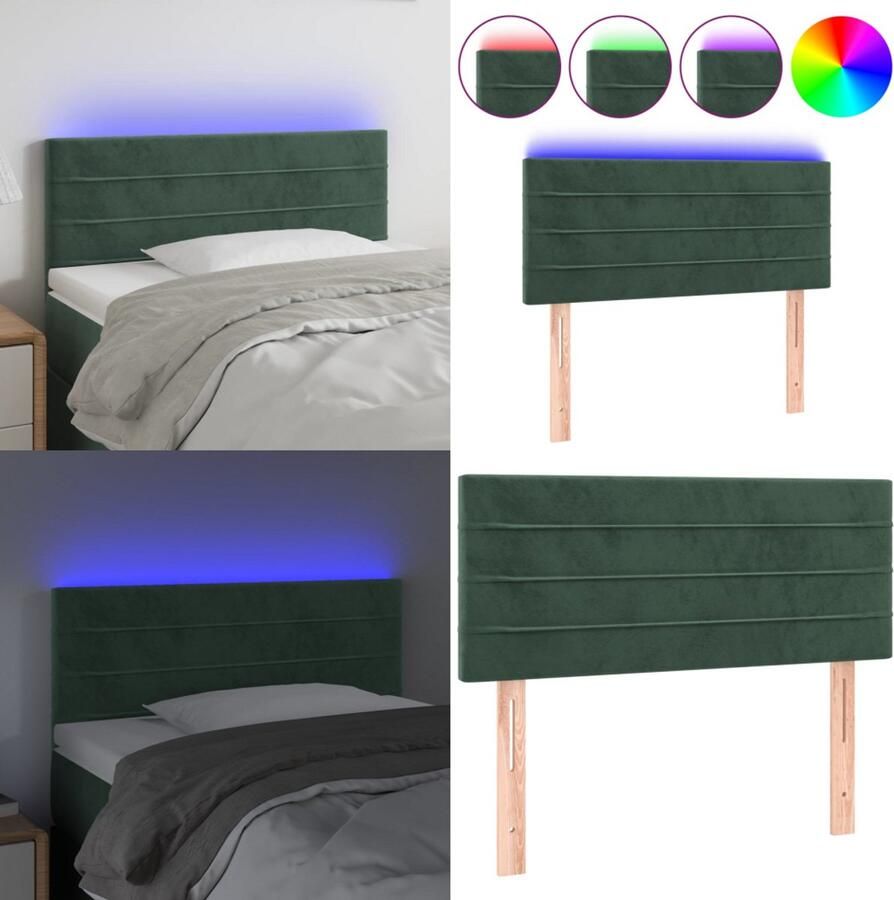 VidaXL Hoofdbord LED 90x5x78 88 cm fluweel donkergroen Hoofdbord Hoofdborden Hoofdeinde Houten Hoofdbord