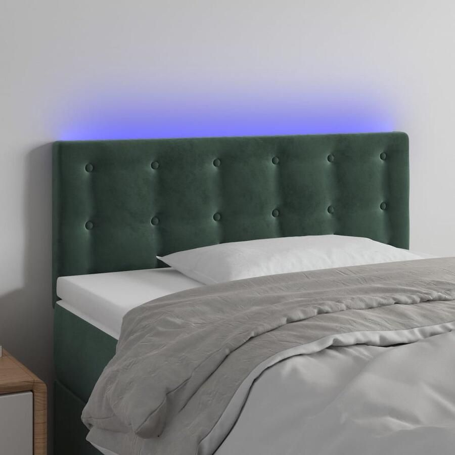 VidaXL Hoofdbord LED 90x5x78 88 cm Fluweel Donkergroen Hoofddekbed Led Hoofdbord Velvet Hoofdbord Comfortabele Hoofdsteun Dimmable Hoofdbord Slaap Accessoires Bedroom Decor