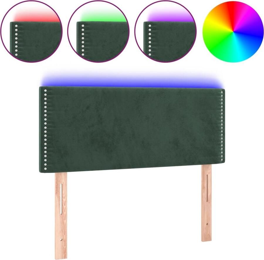 VidaXL Hoofdbord LED 100x5x78 88 cm fluweel donkergroen - Foto 2