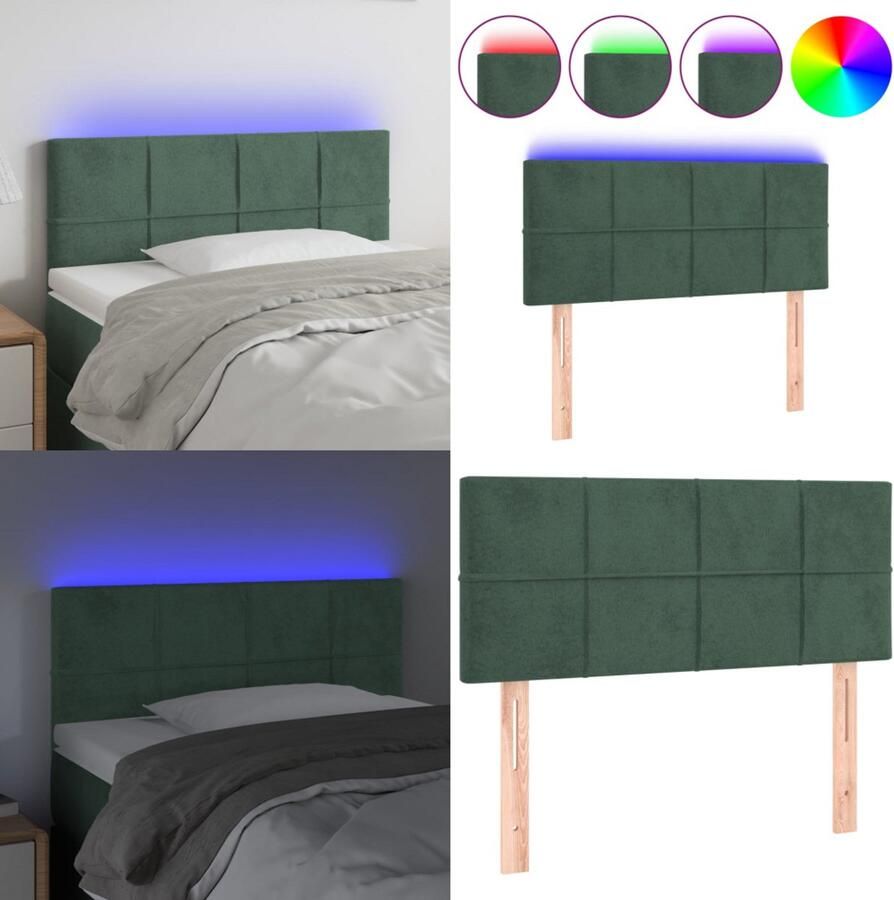 VidaXL Hoofdbord LED 90x5x78 88 cm fluweel donkergroen