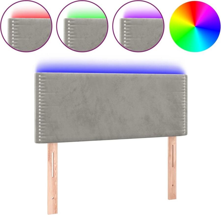 VidaXL Hoofdbord LED 100x5x78 88 cm fluweel lichtgrijs - Foto 4