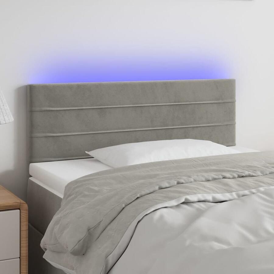 VidaXL Hoofdbord LED Lichtgrijs 80x5x78 88 cm Hoofddekbed Led Headboard Fluweel Hoofdboard Hoofdbord Grijs Adjustable Headboard Leeshoek - Foto 2