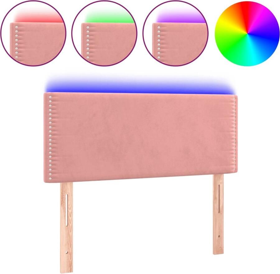 VidaXL Hoofdbord LED 90x5x78 88 cm fluweel roze