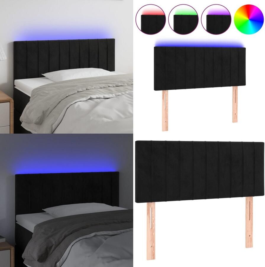 VidaXL Hoofdbord LED 90x5x78 88 cm fluweel zwart Hoofdbord Hoofdborden Hoofdeinde Houten Hoofdbord