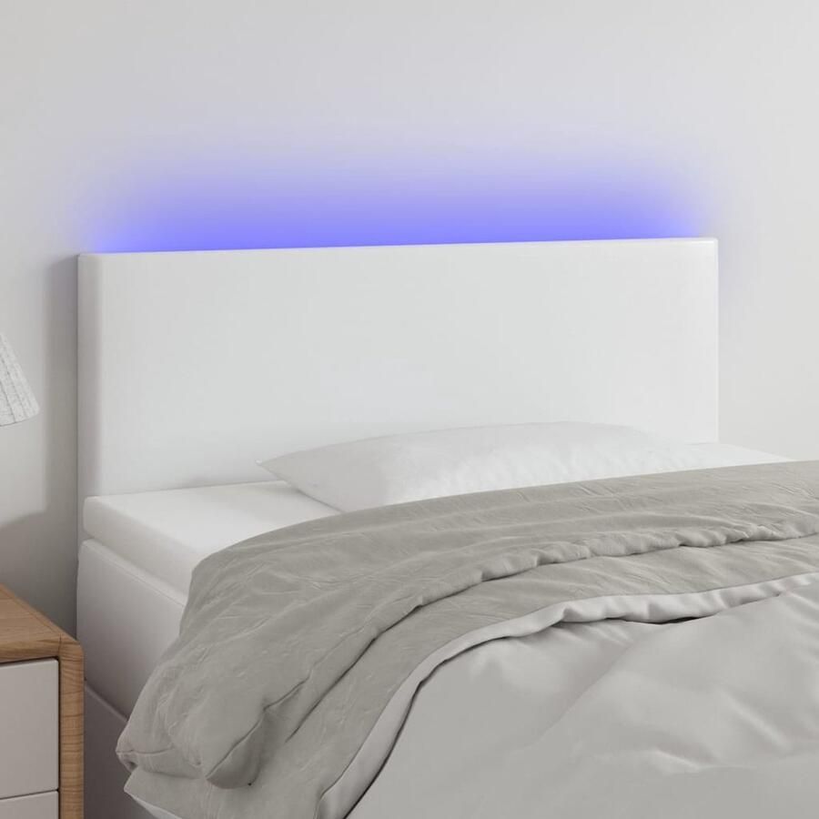 VidaXL Hoofdbord LED Kunstleer Wit 100x5x78 88 cm Hoofd Bord Led Hoofdbord Hoofdkussen Slaap Accessoires Bedroom Decor Moderne Meubels Kunstleder - Foto 2
