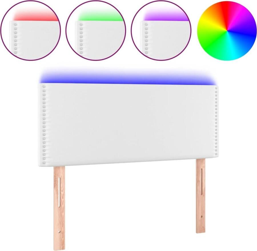 VidaXL Hoofdbord LED 100x5x78 88 cm Kunstleer Wit LED Hoofdbord Hoofdeinde Led Verlichting Kunstleder Witte Hoofdbord Slaap Accessoires Bedroom Decor - Foto 2