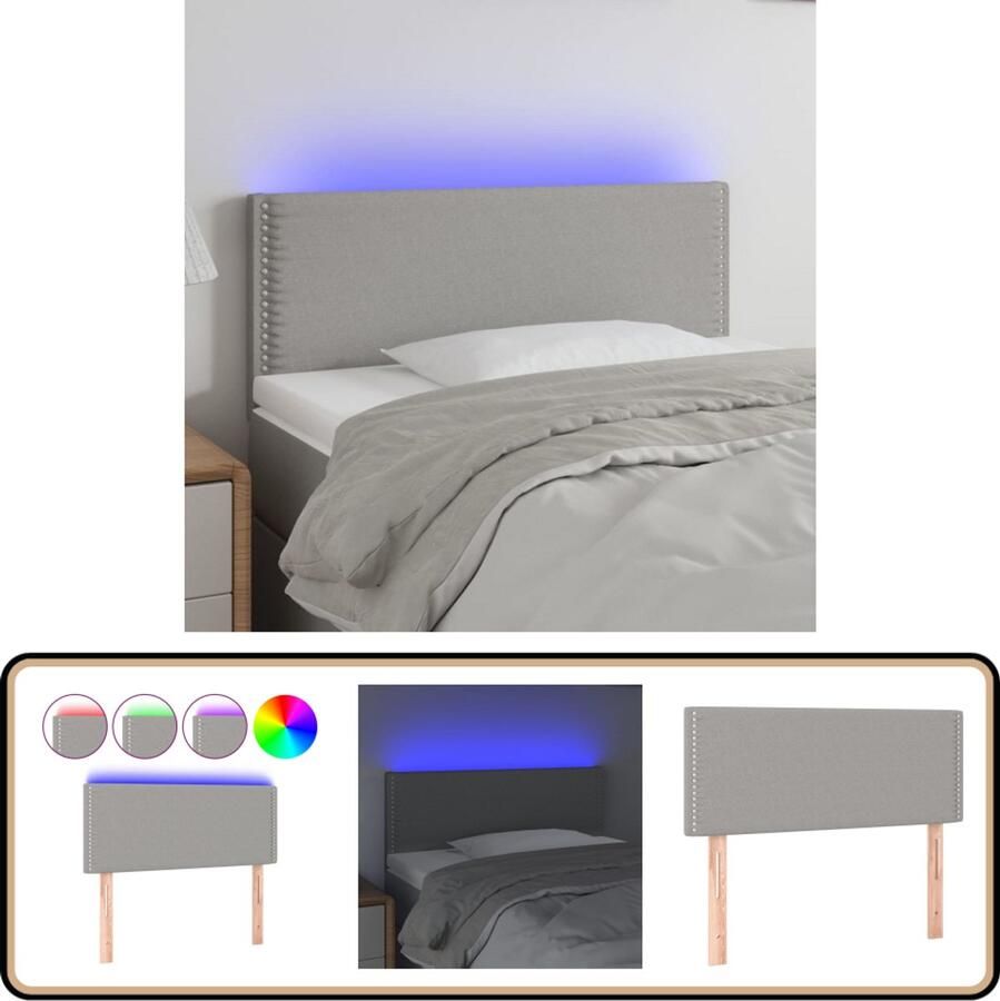 VidaXL Hoofdbord LED 90x5x78 88 cm Lichtgrijs Hoofdboard Led Verlichting Bedstee Slaapkamers Comfortabel