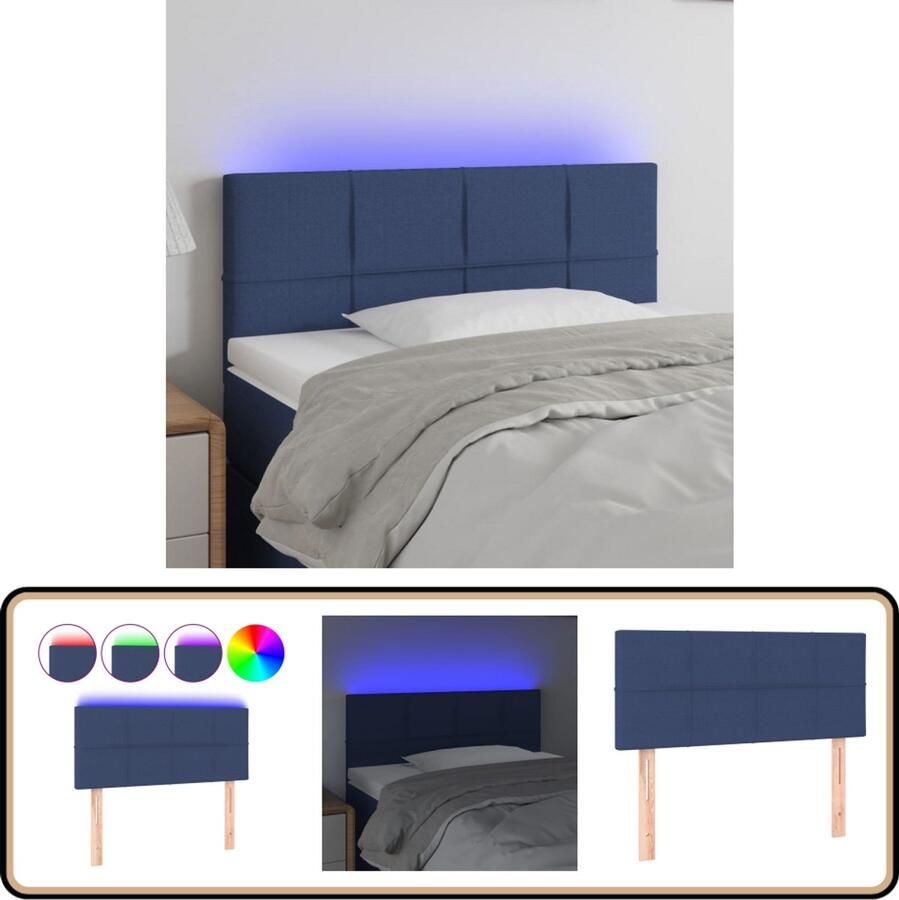 VidaXL Hoofdbord LED 90x5x78 88 cm Stof Blauw Hoofd Bord Led Hoofdbord Hoofdkussen Slaap Accessoires Blauwe Kamerdecoratie Comfortabel Hoofdbord Leeshoek