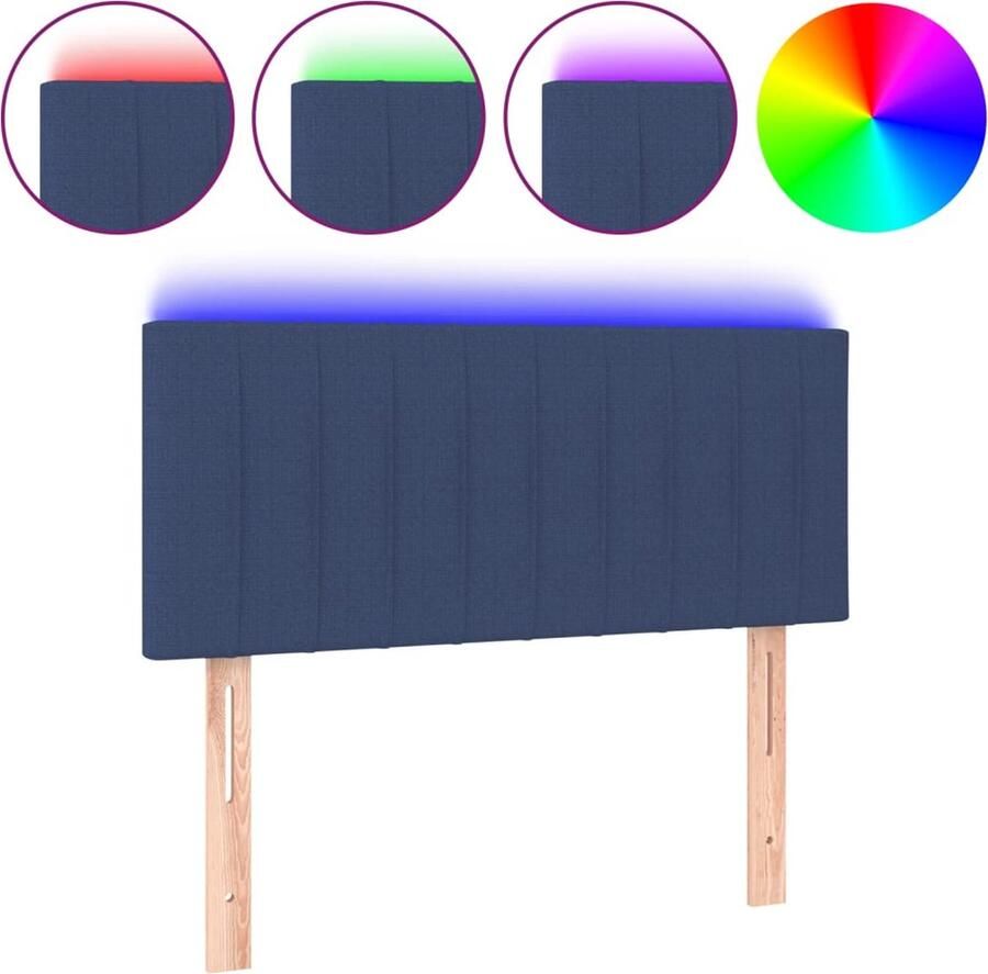 VidaXL Hoofdbord LED 90x5x78 88 cm stof blauw - Foto 3