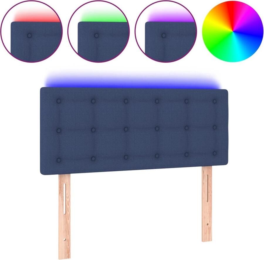 VidaXL Hoofdbord LED 90x5x78 88 cm stof blauw - Foto 2