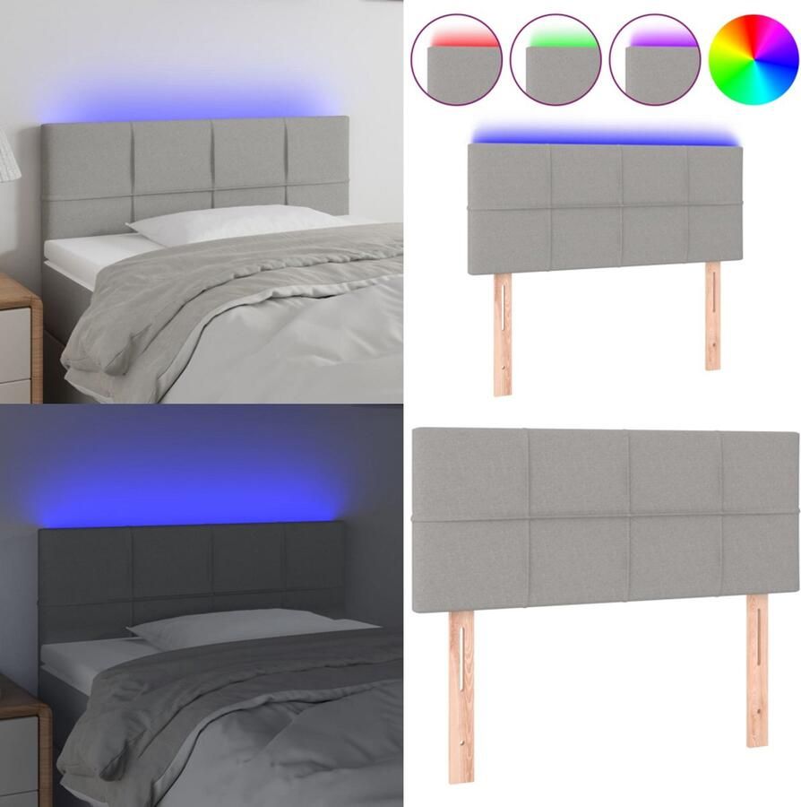 VidaXL Hoofdbord LED 90x5x78 88 cm stof lichtgrijs Hoofdbord Hoofdborden Hoofdeinde Houten Hoofdbord