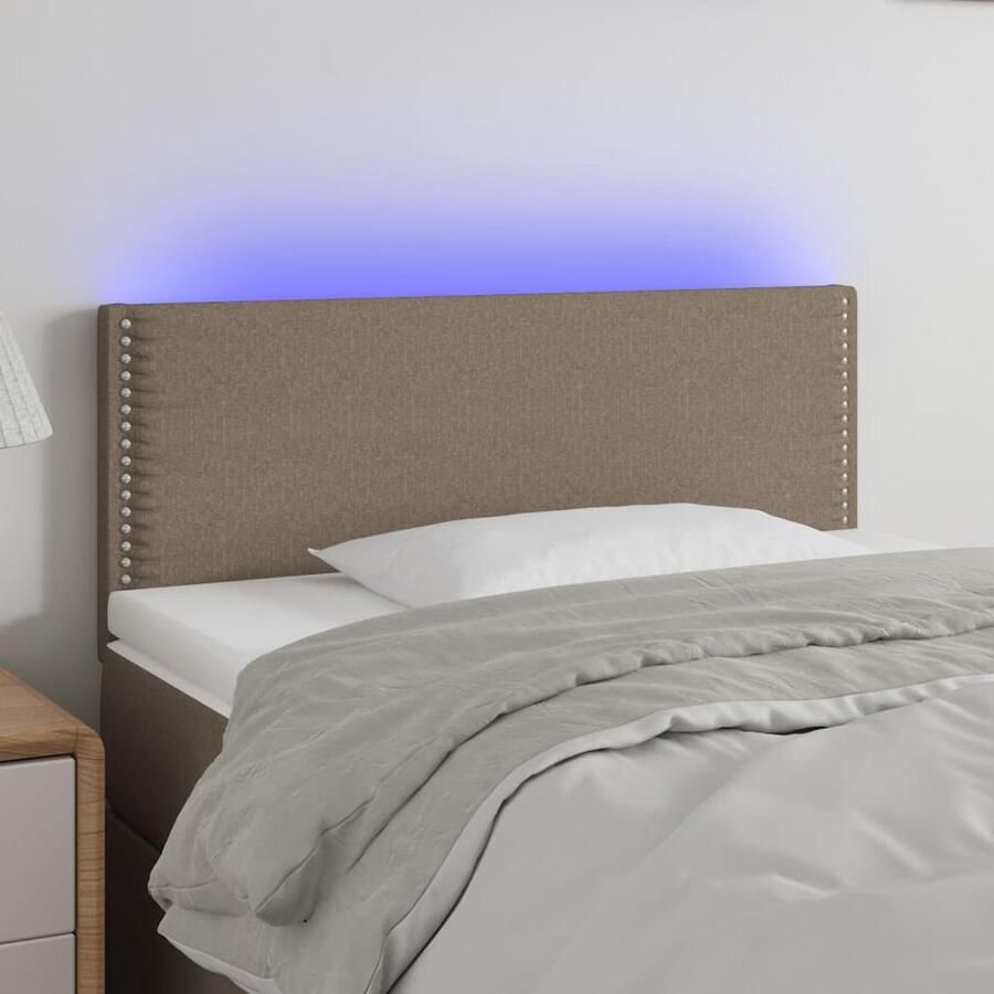 VidaXL Hoofdbord LED Stof Taupe 80x5x78 88 cm Hoofdboard Led Hoofdbord Met Verlichting Beddecoratie Slaapkamers Accessoires Taupes Interieur - Foto 2