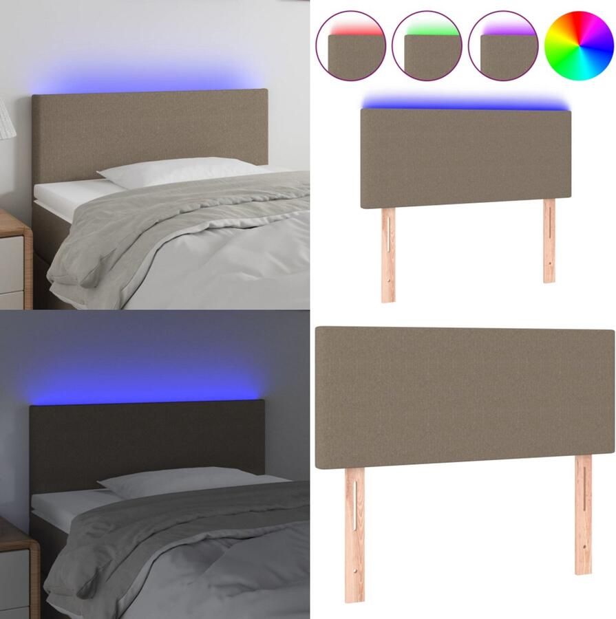 VidaXL Hoofdbord LED 90x5x78 88 cm stof taupe Hoofdbord Hoofdborden Hoofdeinde Houten Hoofdbord