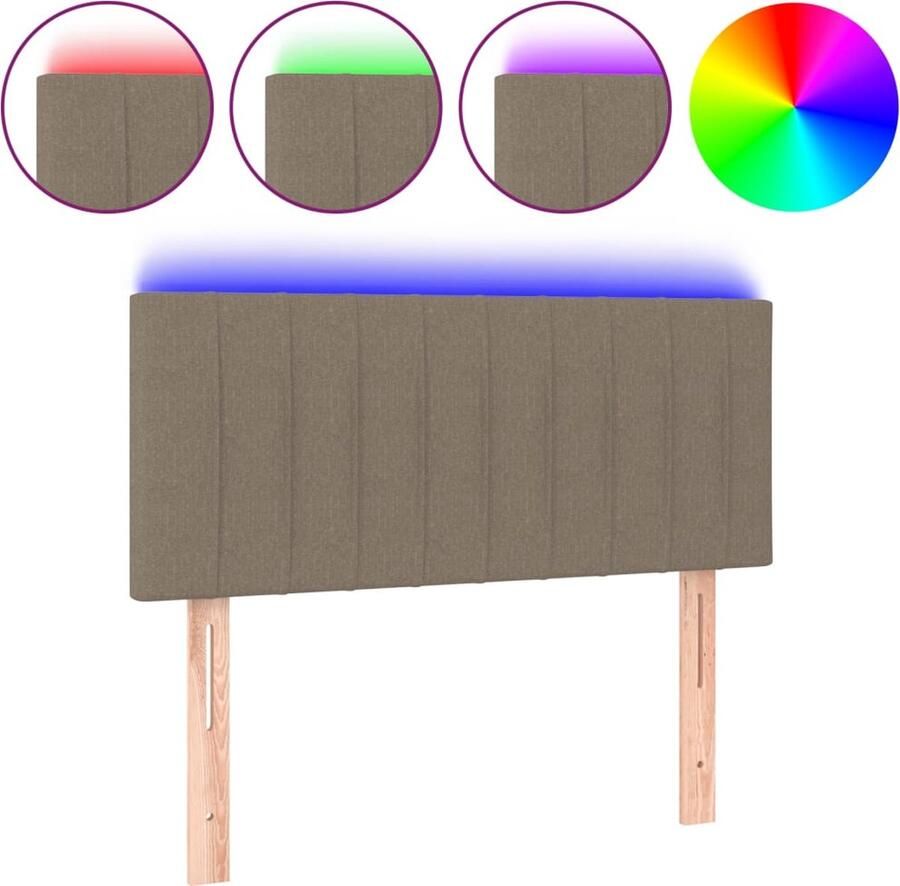 VidaXL Hoofdbord LED 100x5x78 88 cm stof taupe - Foto 2