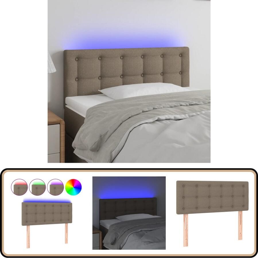 VidaXL Hoofdbord LED 90x5x78 88 cm Taupe Stof Led Hoofdbord Led Verlichting Bedhoofdbord Taupecouleur Stoffen Hoofdbord Adjustable Hoofdbord Leeshoek Tv Hoek