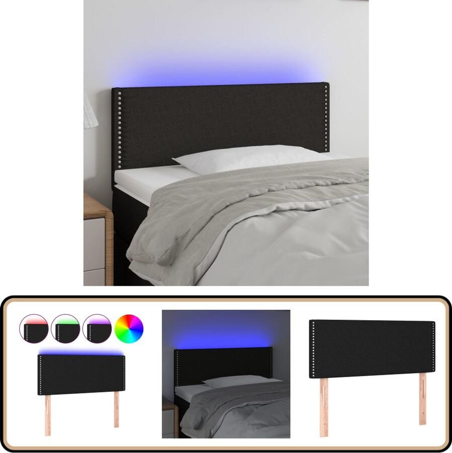 VidaXL Hoofdbord LED 80x5x78 88 cm Zwart Stof Hoofdboard Led Hoofdbord Hoofdkussen Beddengoed Slaapkamer Decoratie Nachtkastje Lamp