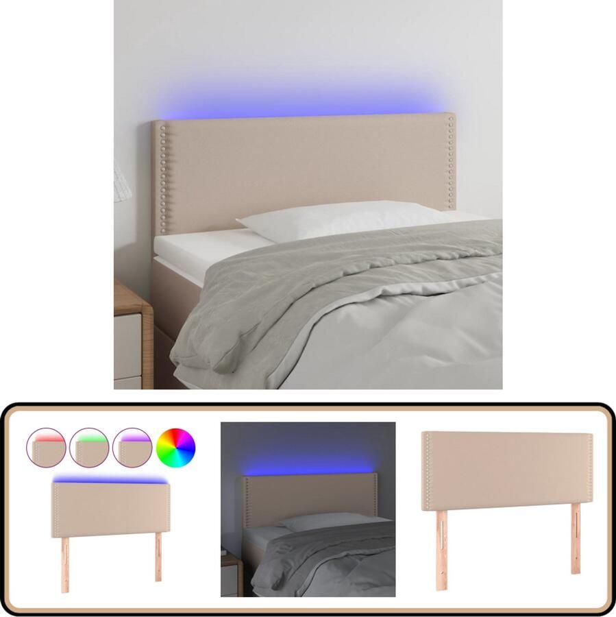 VidaXL Hoofdbord LED 90x78 88 cm Cappuccinokleurig Hoofdboard Led Hoofdbord Kapstok Kunstleder Hoofdbord Bruin Hoofdbord Adjustable Hoofdbord