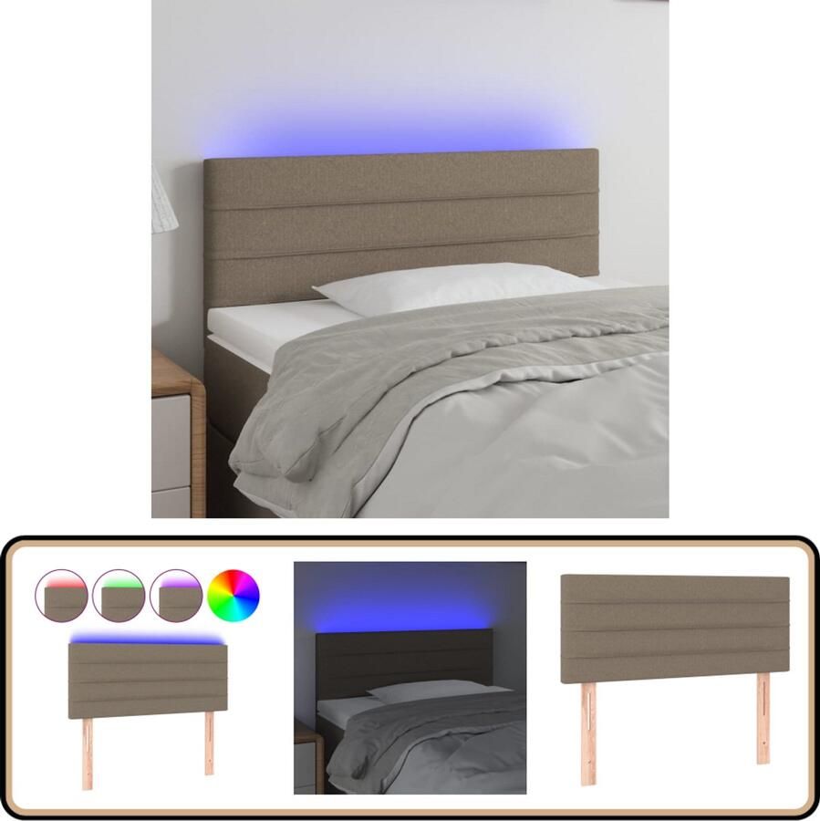VidaXL Hoofdbord LED 90x78 88 cm Taupe Stof Hoofdboard Led Hoofdbord Moderne Hoofdbord Taupe Hoofdbord Comfortabel Hoofdbord