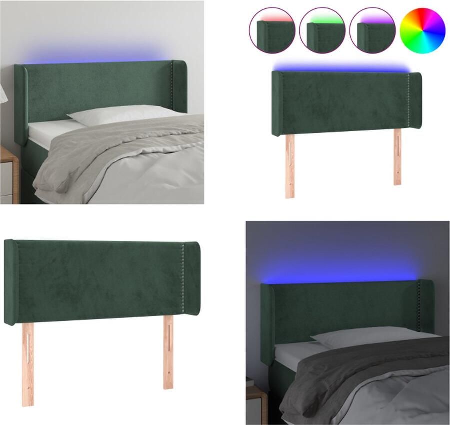 VidaXL Hoofdbord LED donkergroen stof hout 93x16x78 88 cm verstelbaar schaarsymbool LED-strip USB-kabel montagehandleiding Bedonderdeel - Foto 4