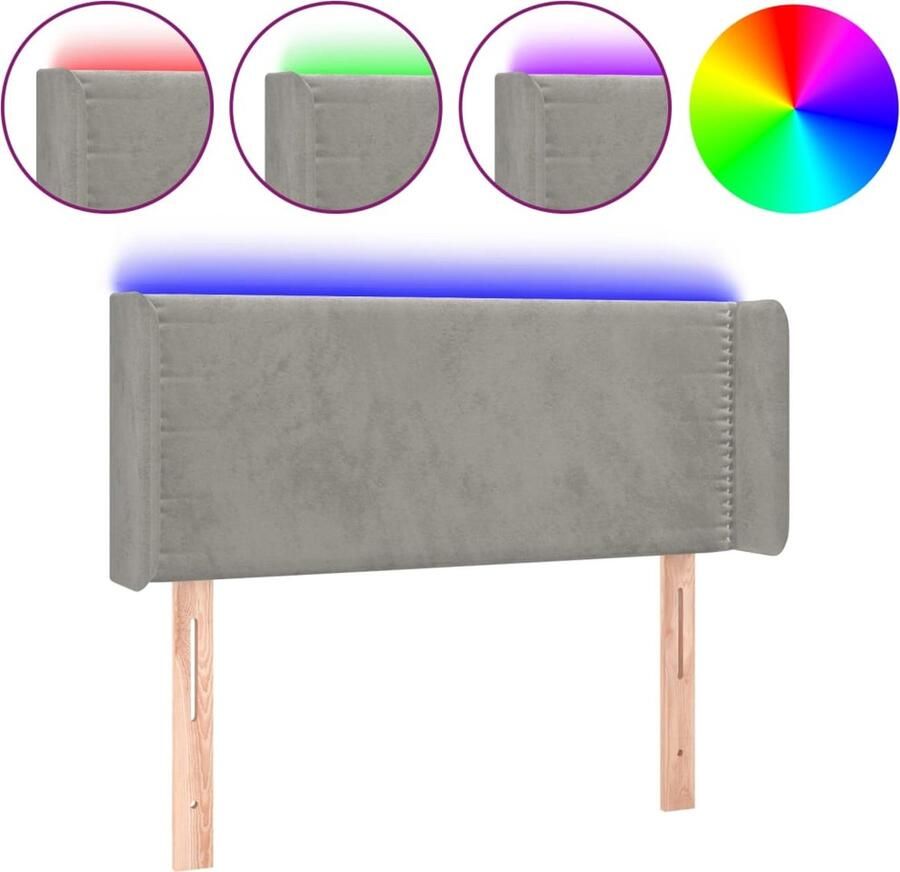 VidaXL Hoofdbord LED 93x16x78 cm Lichtgrijs Hoofd Bord Led Hoofdbord Grijs Hoofdbord Met Led Verlichting Velvet Hoofdbord Adjustable Headboard - Foto 3