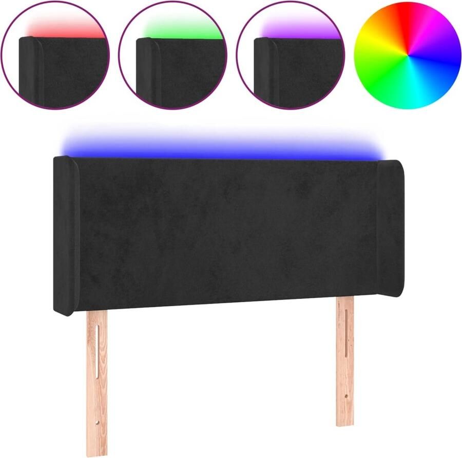 VidaXL Hoofdbord LED 93x16x78 88 cm fluweel zwart - Foto 2