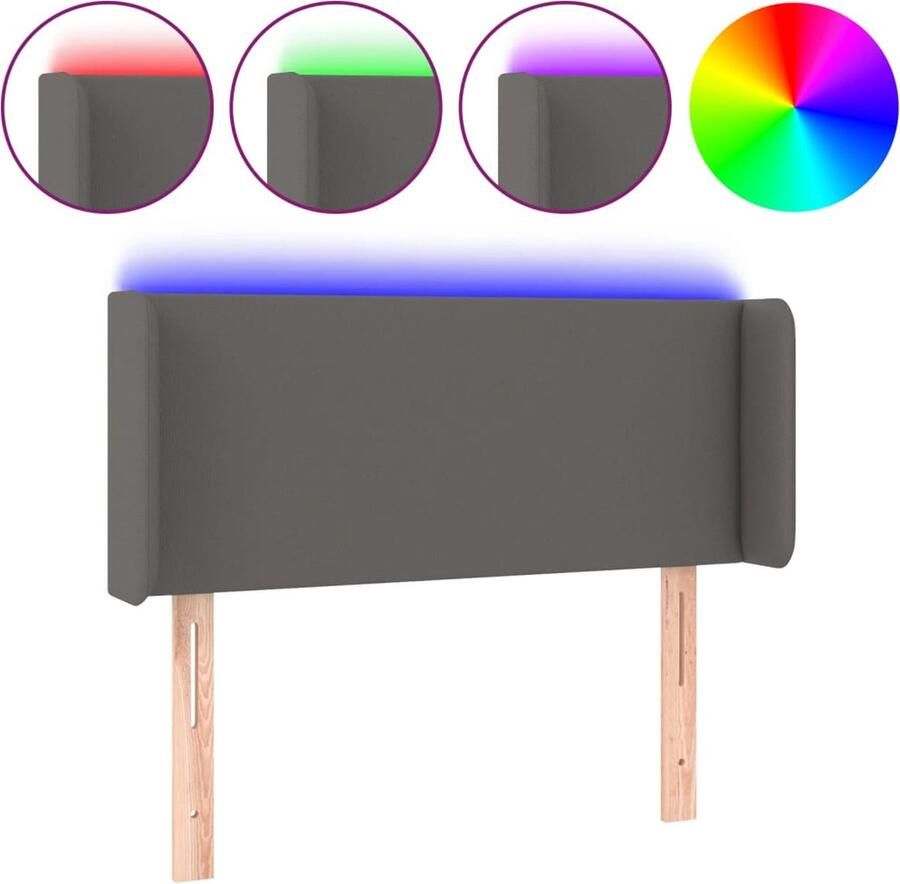 VidaXL Hoofdbord LED 93x16x78 88 cm kunstleer grijs - Foto 2