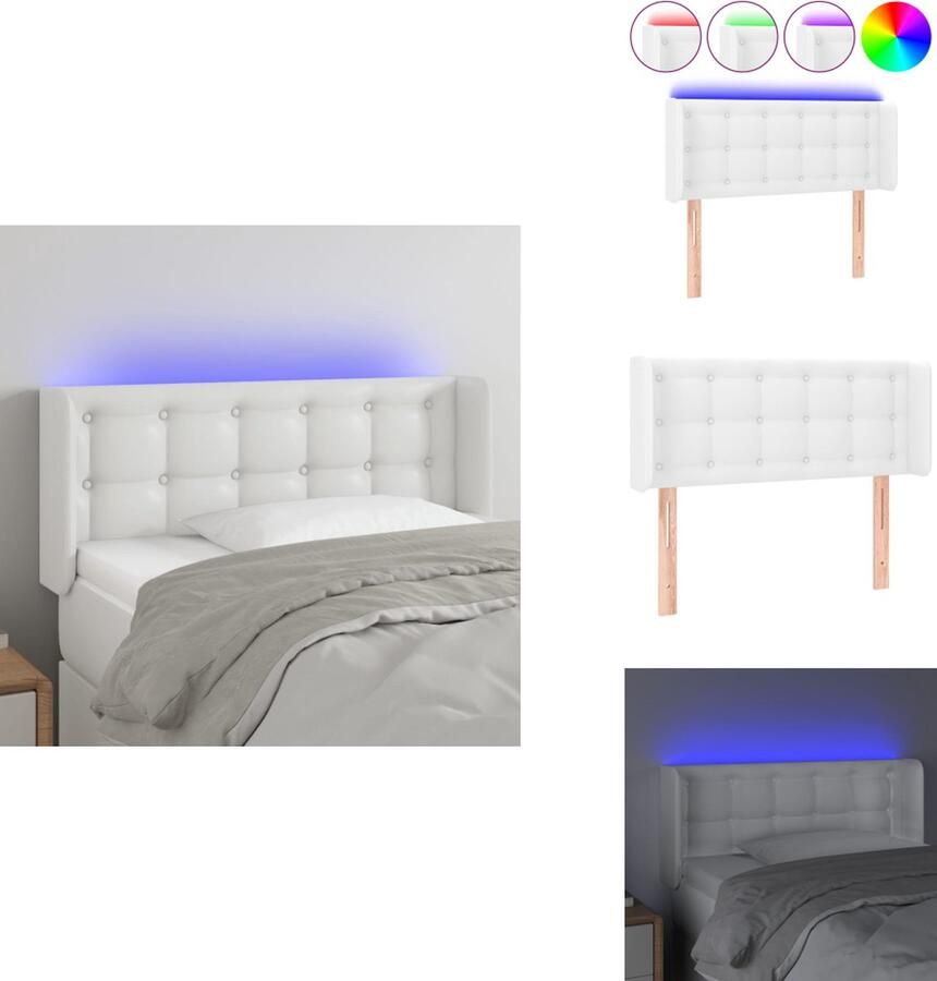 VidaXL Hoofdbord LED 93x16x78 88 cm kunstleer wit - Foto 3