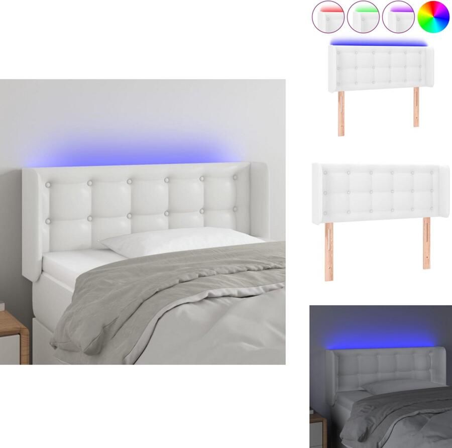 VidaXL Hoofdbord LED 93x16x78 88 cm kunstleer wit - Foto 2