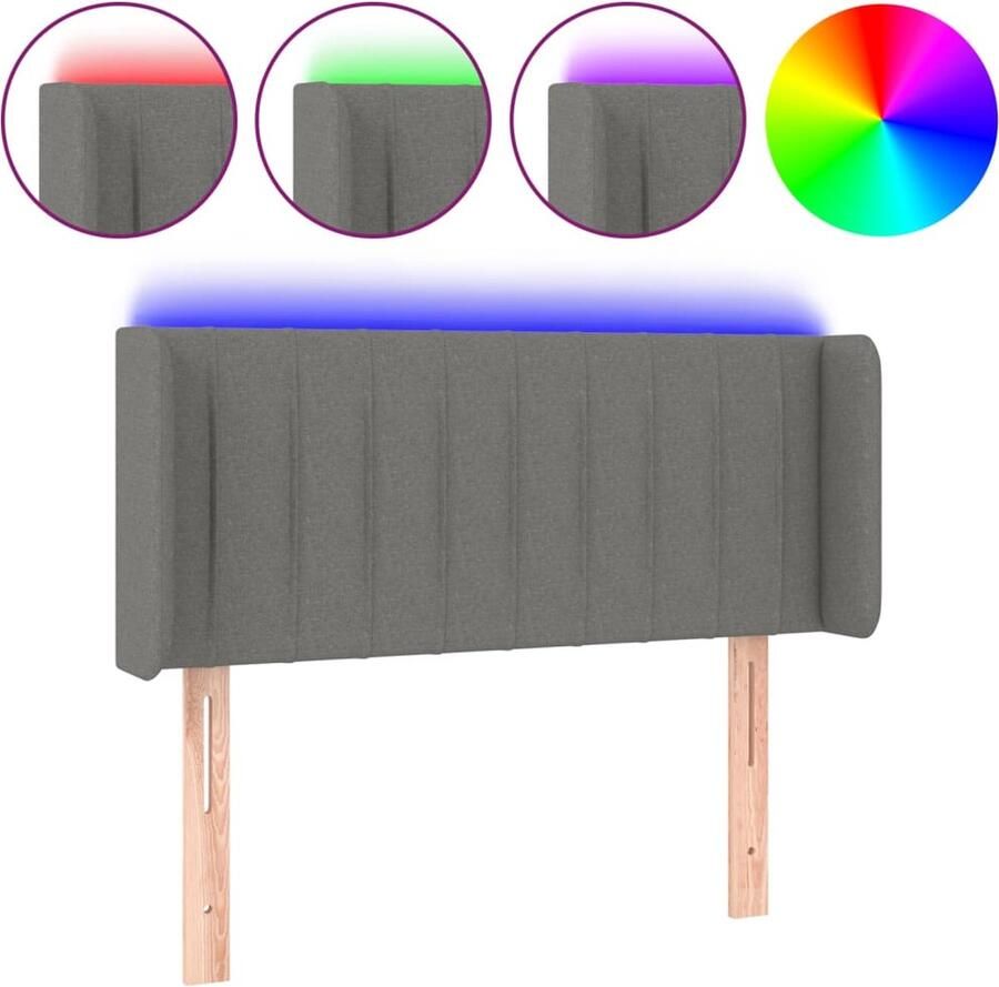 VidaXL Hoofdbord LED 93x16x78 88 cm stof donkergrijs