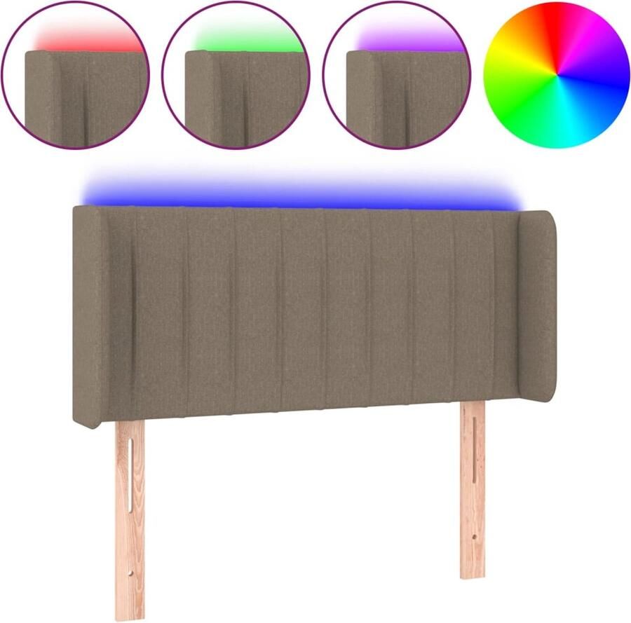 VidaXL Hoofdbord LED 103x16x78 88 cm stof taupe - Foto 2