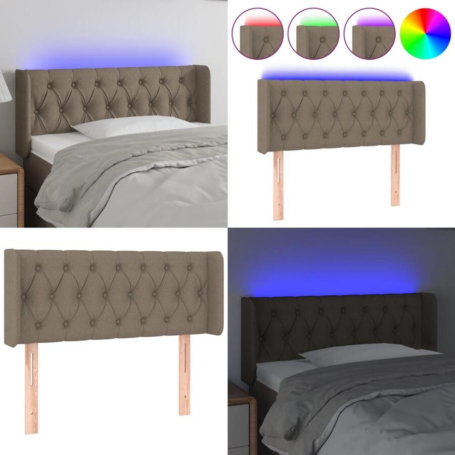 VidaXL Hoofdbord LED 93x16x78 88 cm stof taupe - Foto 2