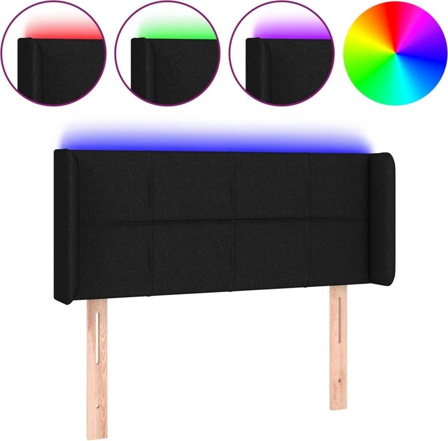 VidaXL Hoofdbord LED 93x16x78 88 cm stof zwart - Foto 2