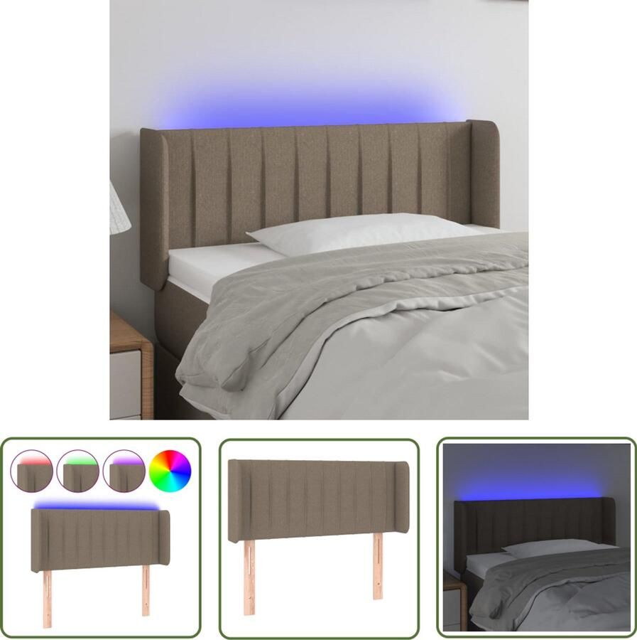 VidaXL Hoofdbord LED 93x16x78 88 cm stof taupe