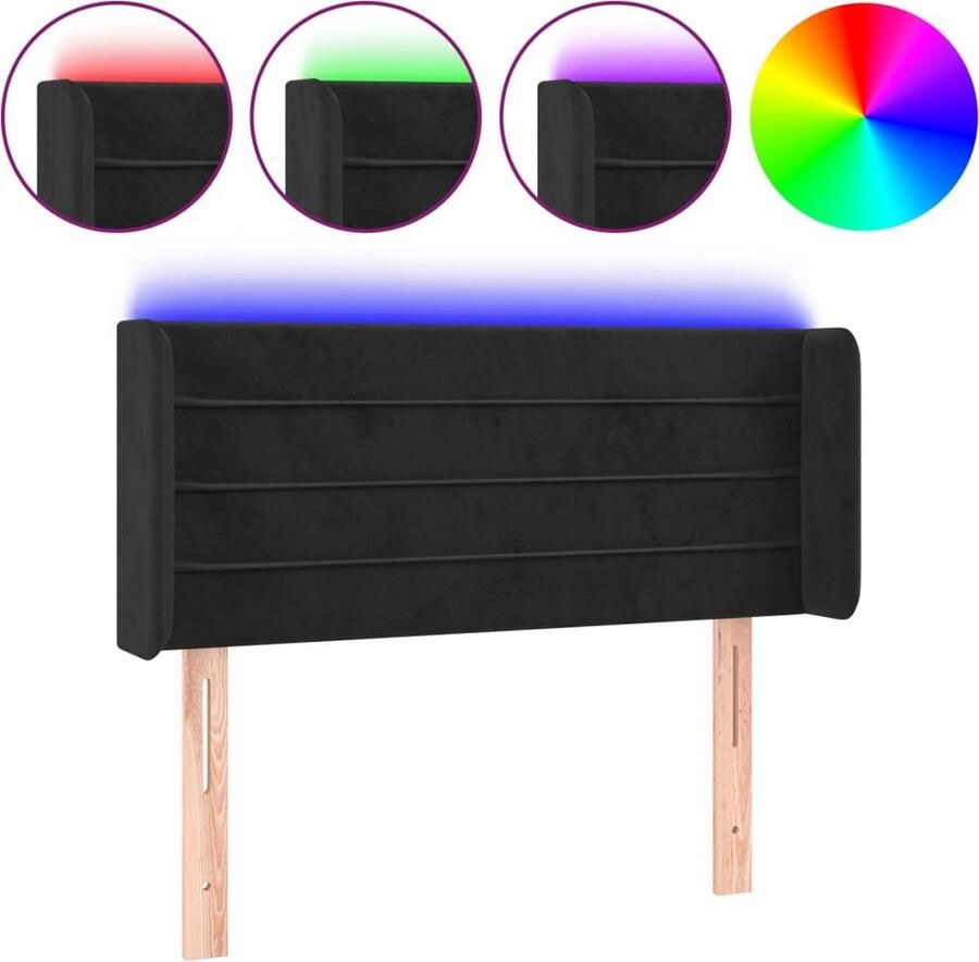 VidaXL Hoofdbord LED 93x16x78 88 cm fluweel zwart - Foto 2