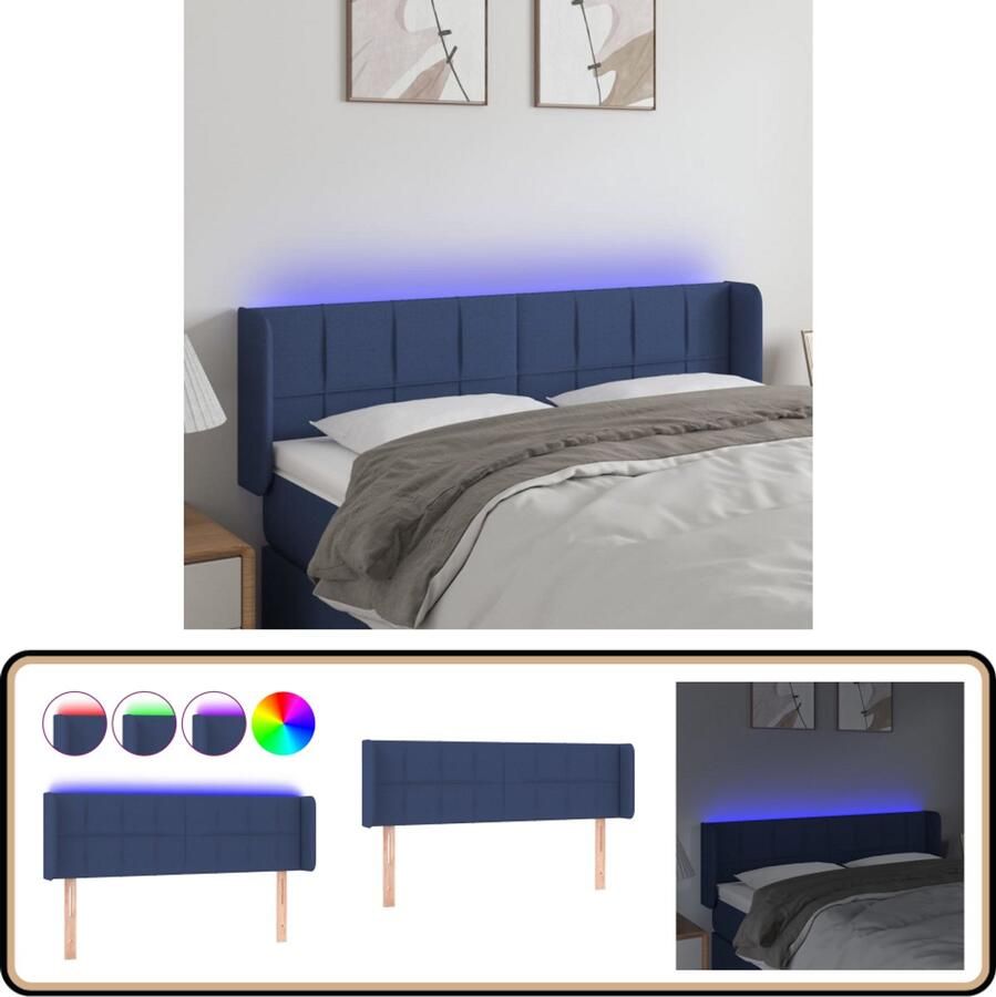VidaXL Hoofdbord LED Blauw 147x16x78 88 cm Hoofdboard Led Verlichting Blauwe Hoofdboard Bedstek Slaapkamersdecoratie