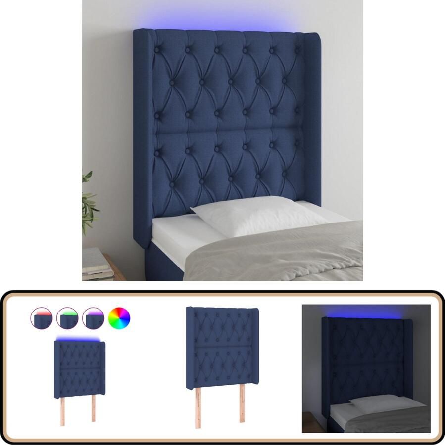 VidaXL Hoofdbord LED Blauw 83x16x118 128 cm Hoofdboard Led Headboard Blauwe Hoofdstoel Bedstede Slaapkamersdecoratie