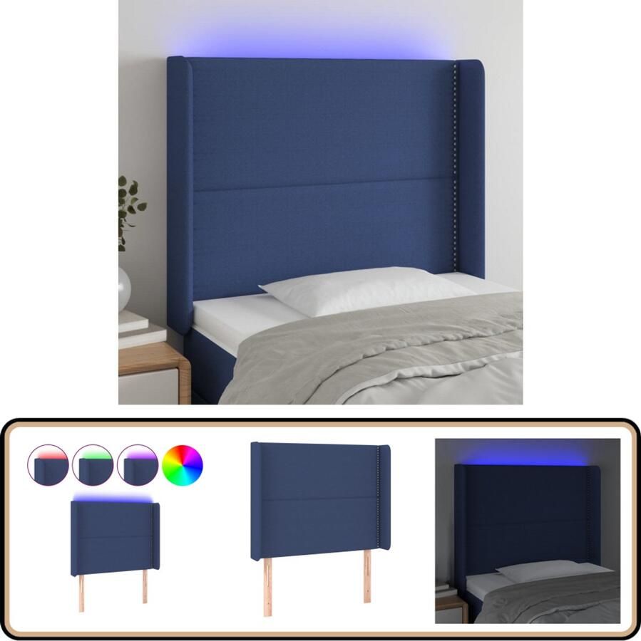 VidaXL Hoofdbord LED Blauw Stijlvol & Functioneel Hoofdboard Led Hoofdbord Met Led Slaapkamersdecoratie Bedhead Blue Headboard