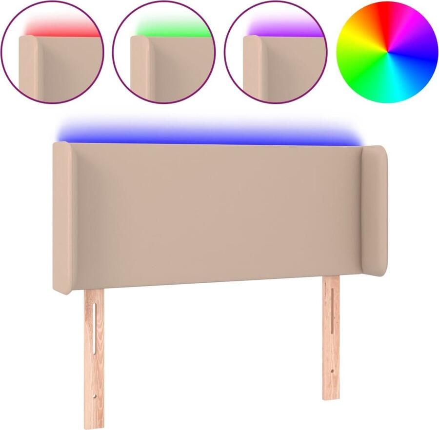 VidaXL Hoofdbord LED Cappuccino Kunstleer 83x16x78 88 cm Hoofd Bord Led Hoofdbord Kapstok Bedroom Decor Slaapkamerstijl Hoofdkussen Leeshoek - Foto 2