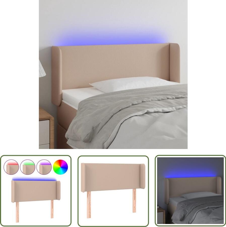 VidaXL Hoofdbord LED Cappuccino Kunstleer 83x16x78 88 cm Hoofd Bord Led Hoofdbord Kapstok Bedroom Decor Slaapkamerstijl Hoofdkussen Leeshoek