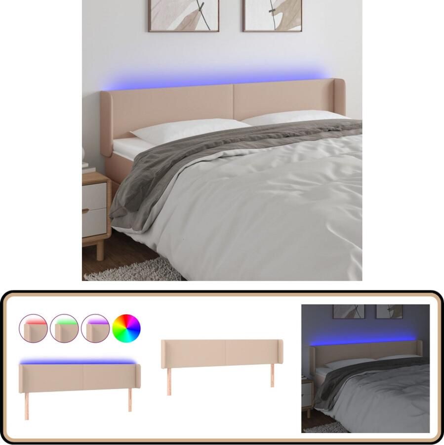 VidaXL Hoofdbord LED Cappuccinokleurig 203x16x78 88 cm Klassieke Hoofdbord Led Hoofdbord Kapstok Bedstede Bedroom Decor Slaapkamervloer