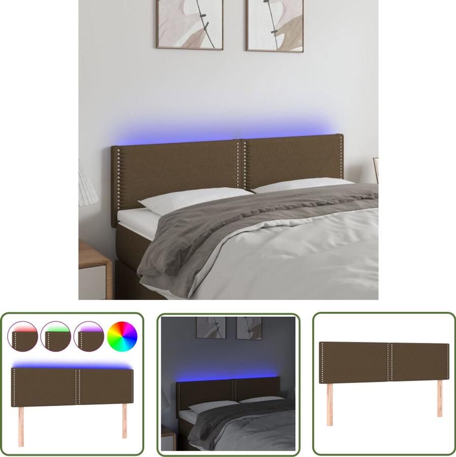 VidaXL Hoofdbord LED Donkerbruin 144x78 cm Hoofdboard Led Hoofdbord Hoofdkussen Beddecoratie Slaapkamers Nachtkastje Licht In De Slaapkamer