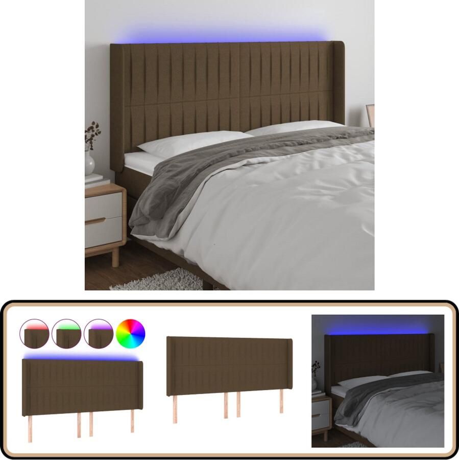 VidaXL Hoofdbord LED Donkerbruin Stijlvol & Praktisch Hoofd Bord Led Hoofdbord Met Verlichting Bedheadboard Slaapkamersdecoratie Bedroom Decor