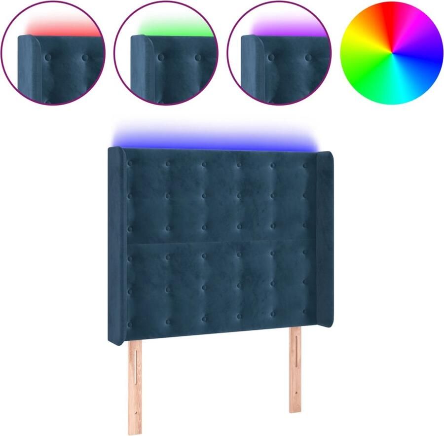 VidaXL Hoofdbord LED Fluweel Donkerblauw 103x128 cm Hoofdboard Led Hoofdbord Velvet Hoofdbord Blauw Hoofdbord Met Verlichting Hoofdbord Elektrisch Hoofdbord Verstelbaar Slaap Accessoires - Foto 2